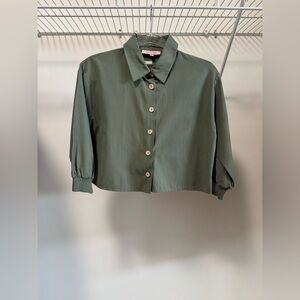 Poppy Oak Olive Button Down Shirt Size 16